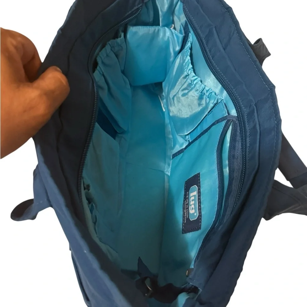 LUG teal / blue Streetcar Short Travel Diaper Purse Tote, Quilted Baby Bag_8